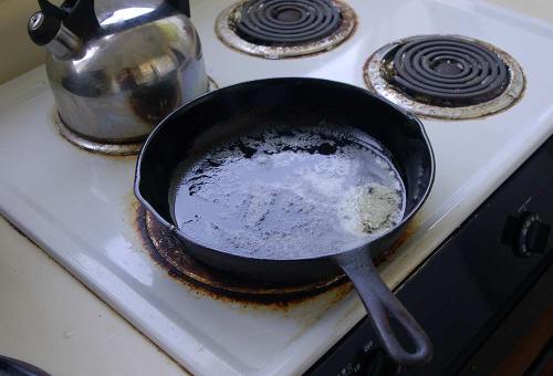 The pan with 2tbs of melted butter