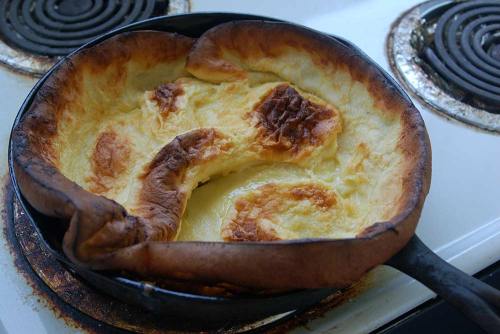 Your finished Dutch Baby fresh out of the oven sans topping.