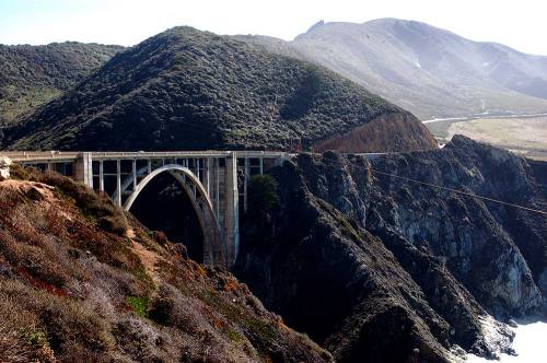 Bixby Creek Bridge, pretty in the day light, but at night with intense fog an easy way to die.