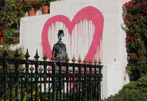 Cool Charlie Chaplin painting we came across on our walk about.